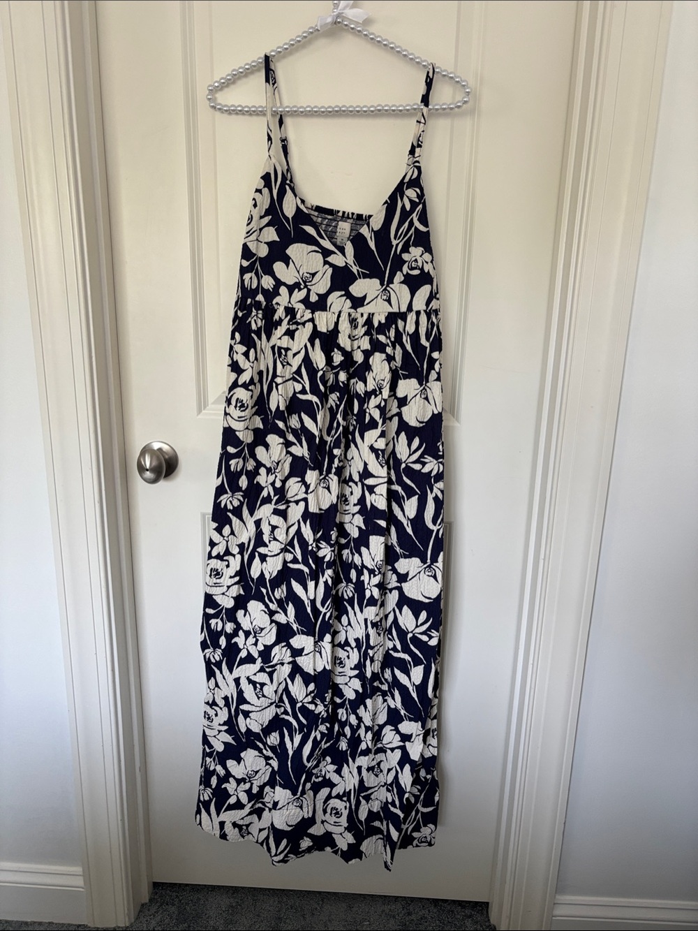 Navy & White Floral Maxi Dress